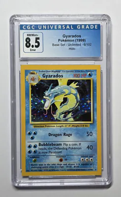 1999 Pokemon Base Set Holo Error Square Cut Gyarados #6 CGC 8.5