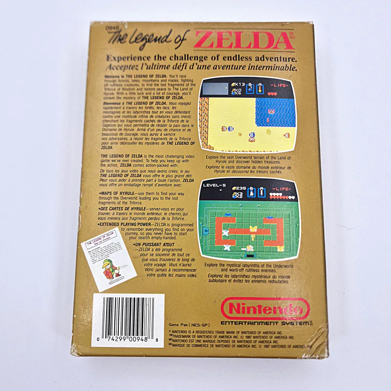The Legend of Zelda NES (Canada) 2nd Print Mattel, 2 White Oval Nintendo Seal of Quality - 圖片 2/11