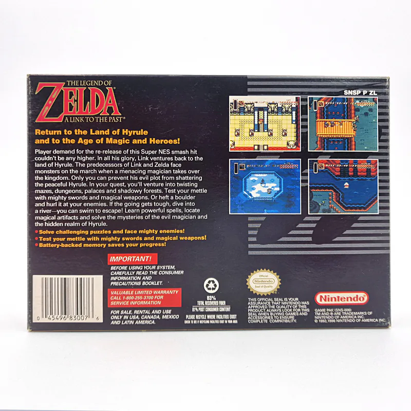 The Legend of Zelda A Link to The Past - Nintendo Player's Choice (United States) 1st Print: Kids to Adults Rating SNES - 이미지 2/10