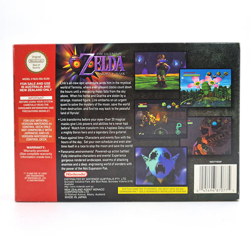 The Legend of Zelda Majora's Mask Limited Edition - Gold Game Pak (Australia) Nintendo 64, Mint - 이미지 2/14