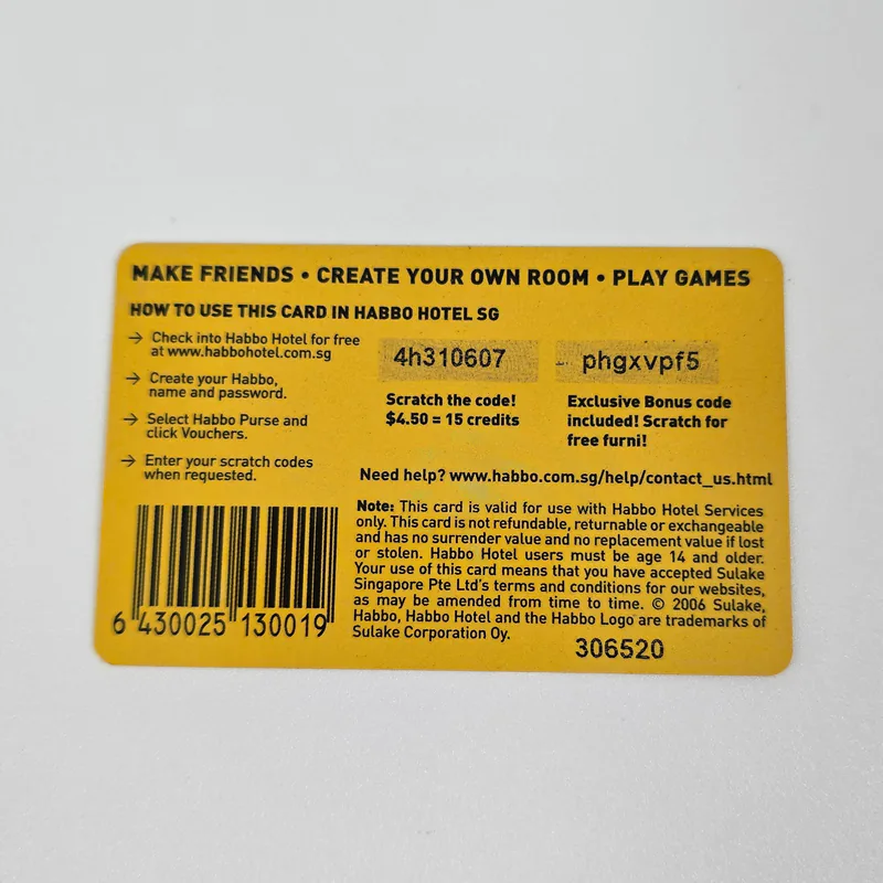 Habbo Singapore 2006 - Habbo Picnic $4.5 SGD Gift Card - Habbo.com.sg - 圖片 2/2