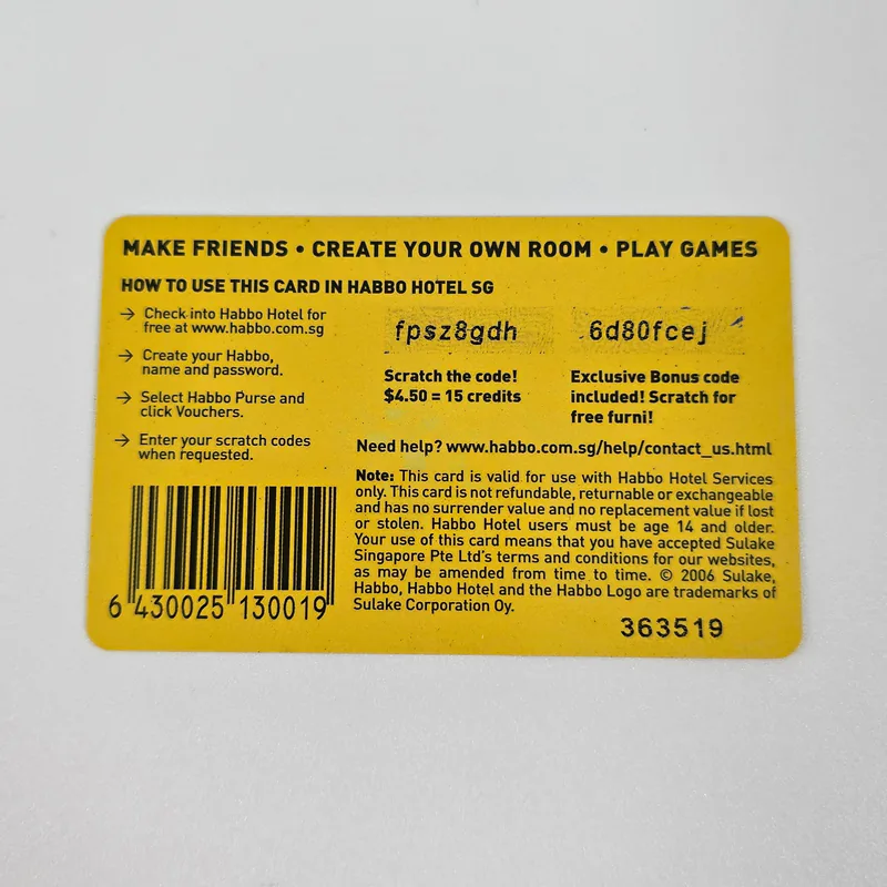 Habbo Singapore 2006 - Habbo Rare Unreleased Crown $4.5 SGD Gift Card - Habbo.com.sg - 圖片 2/2