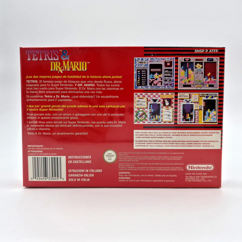 Tetris & Dr. Mario Nintendo Classics Series (Spain) SNES, Sealed - 圖片 2/4