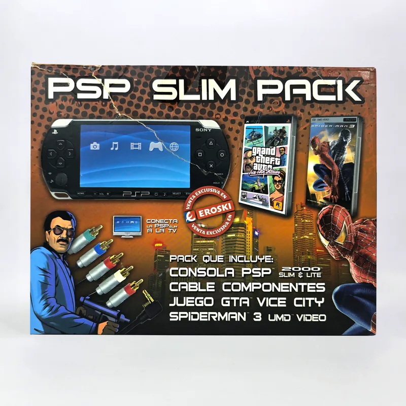 PSP 2004 Piano Black - Slim Pack Eroski Supermarket GTA Vice City Stories + Spider-Man 3 Movie (Spain) - Immagine 1 di 9